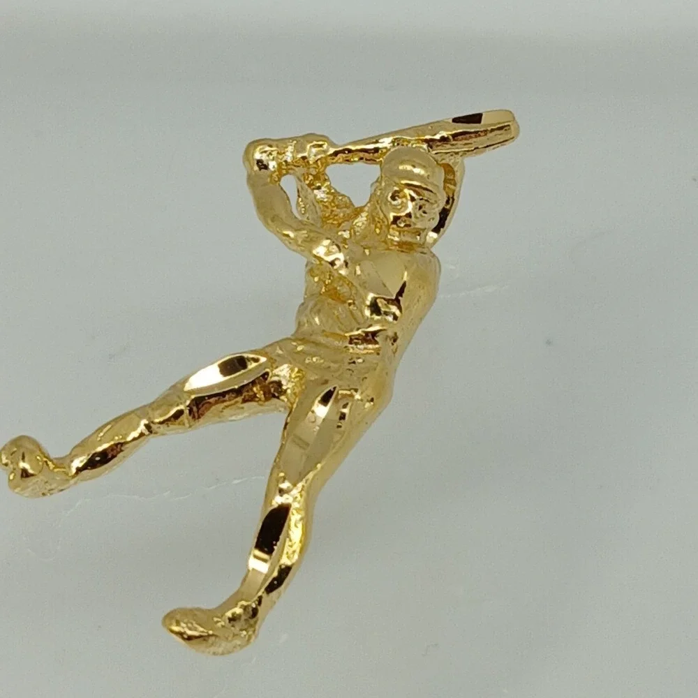 Karatbond Vintage Y2K Baseball Player Batter Charm Gold Made  USA New-Old-Stock